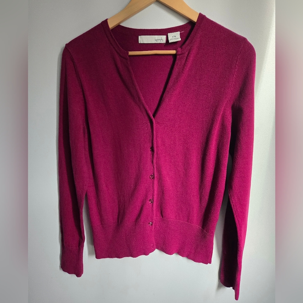 KERSH  Cotton Blend Cardigan - Berry